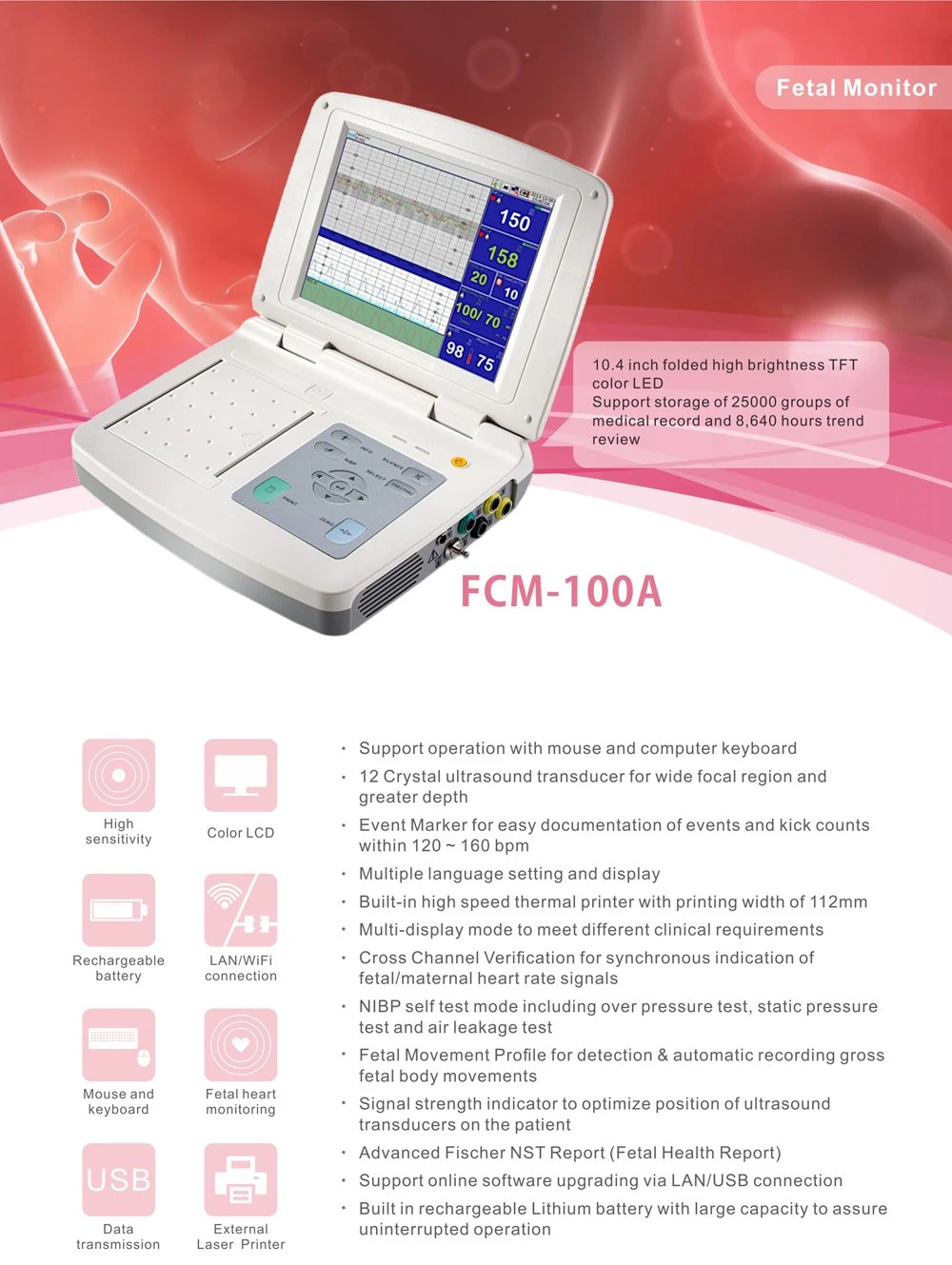 Fetal Monitor Fetal Heart Rate Monitor for Pregnant Woman Hospital Used