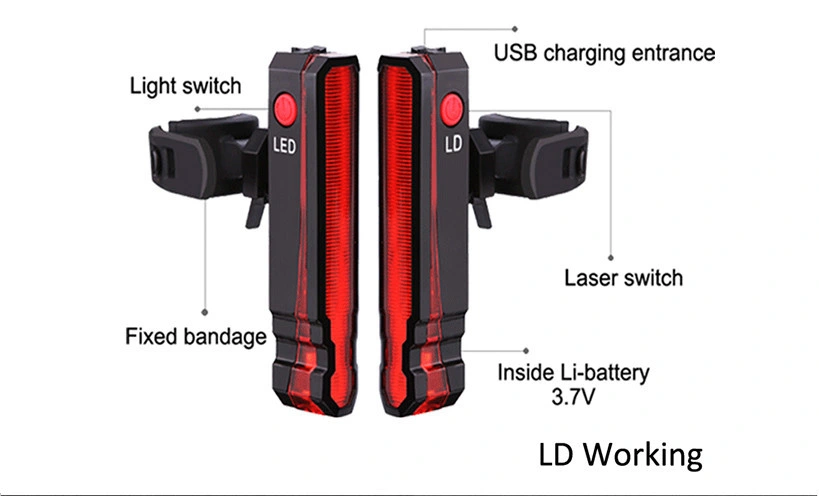 Bicycle Accessories Waterproof USB Rechargeable Cycling Laser Taillight